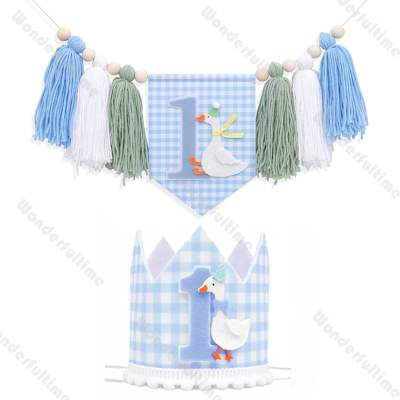 Baby Food Chair - One Silly Goose Highchair Banner Blue
