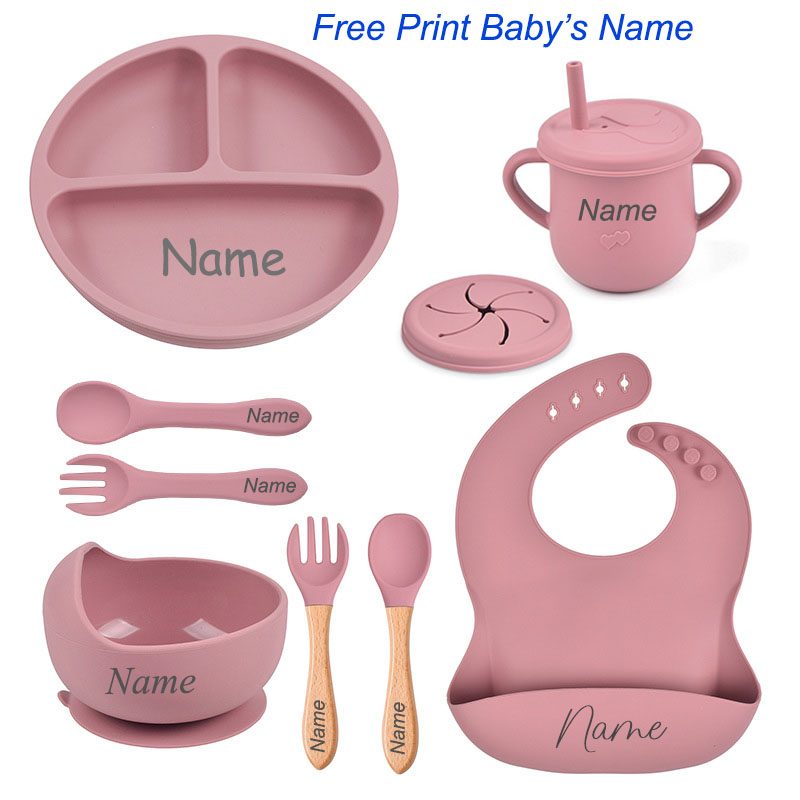 8Pcs Silicone Tableware Set Pe - огляд і ціна Baby Food Logo