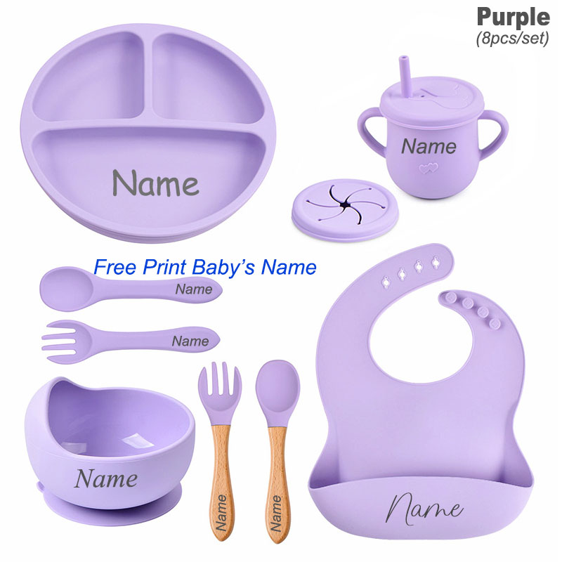 8Pcs Silicone Tableware Set Pe - огляд і ціна Baby Food Logo